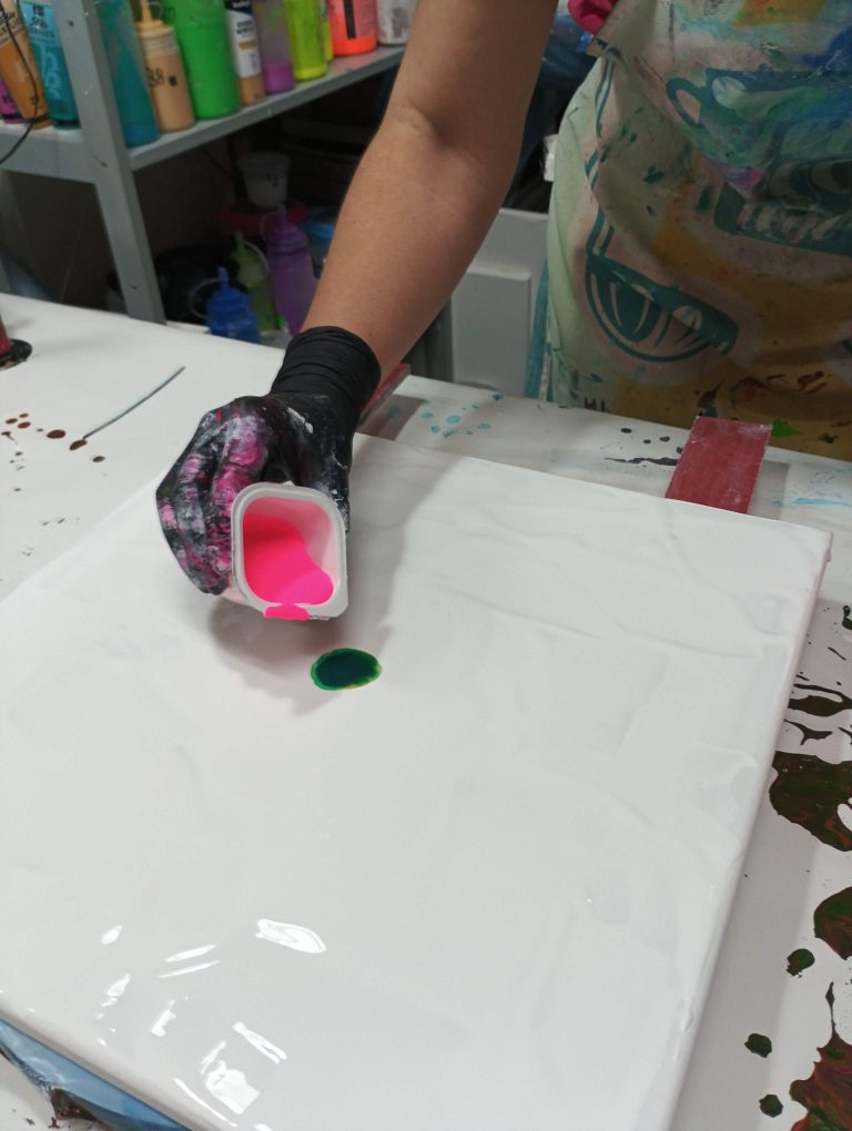 Cuadro pouring art proceso