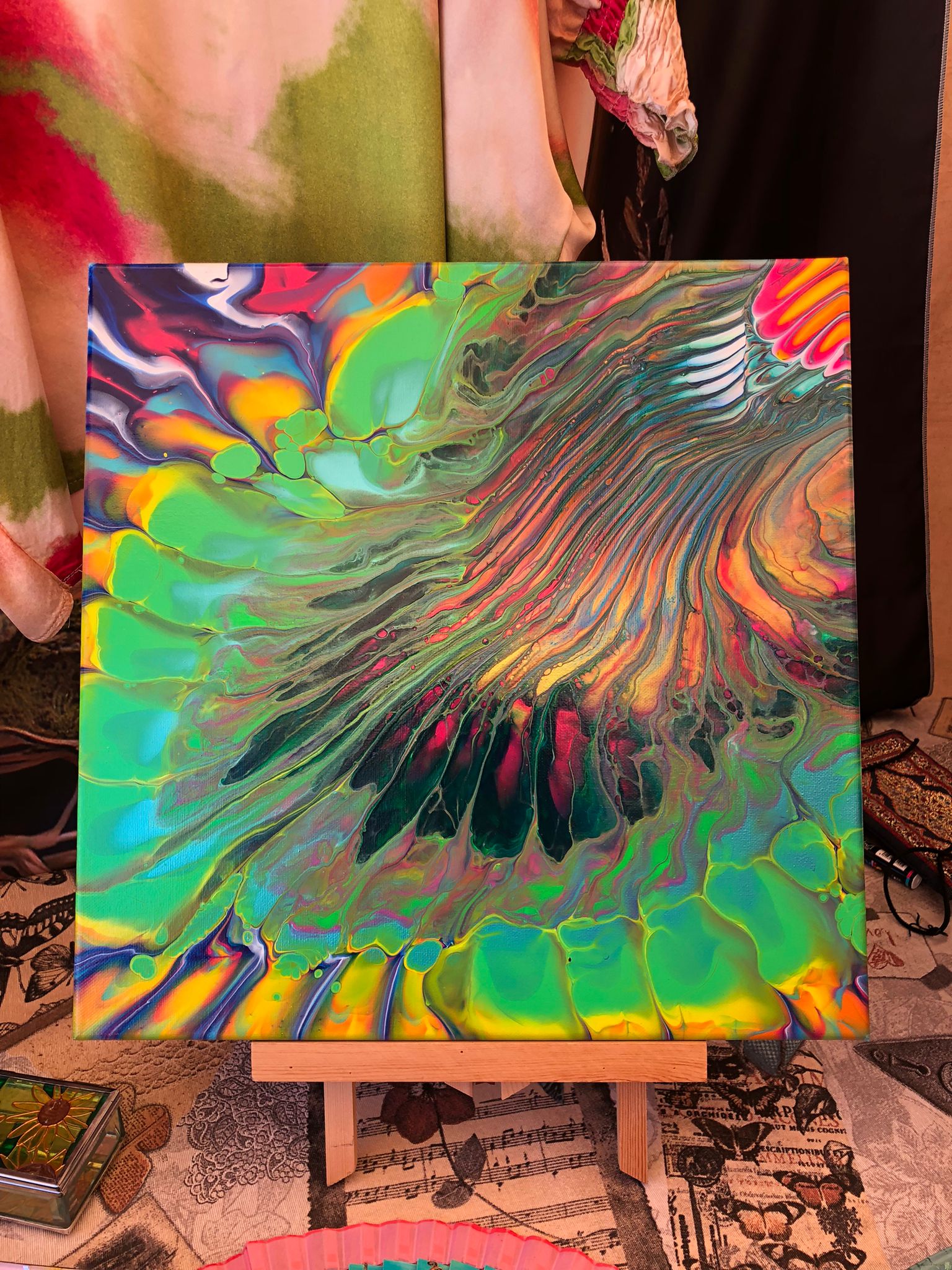 Cuadro pouring ar verdes