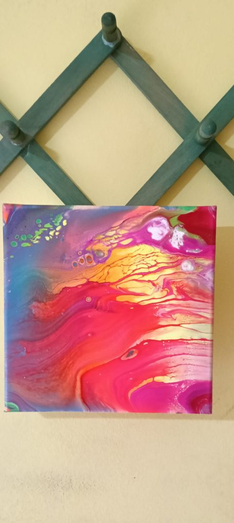 Cuadro pouring art rojos