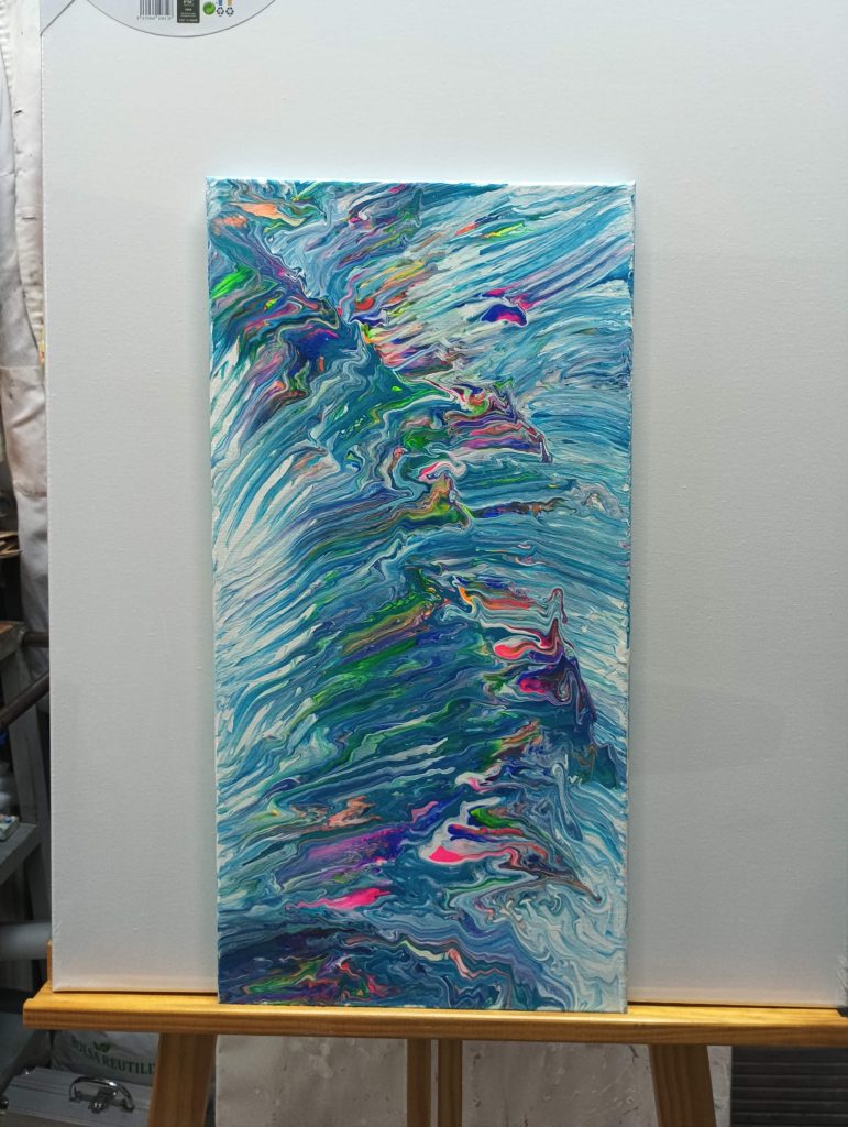 Cuadro pouring art azules